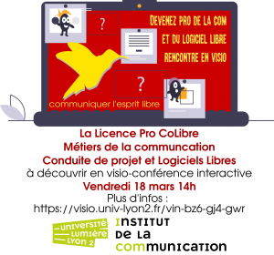 Annonce des visios pour découvrir la licence pro "Métiers de la communication" CoLibre