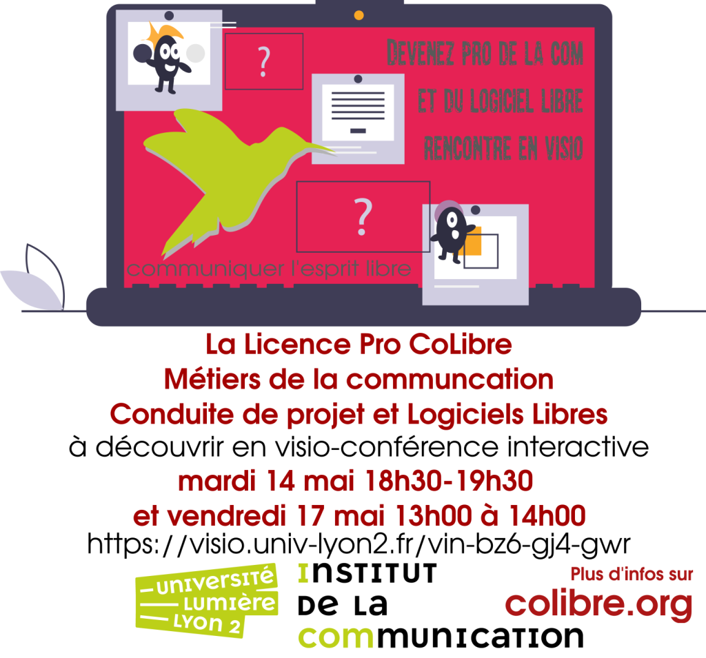 Participez aux visios de présentation de la licence pro "CoLibre" (métiers de la communication, conduite de projets et logiciels libres)